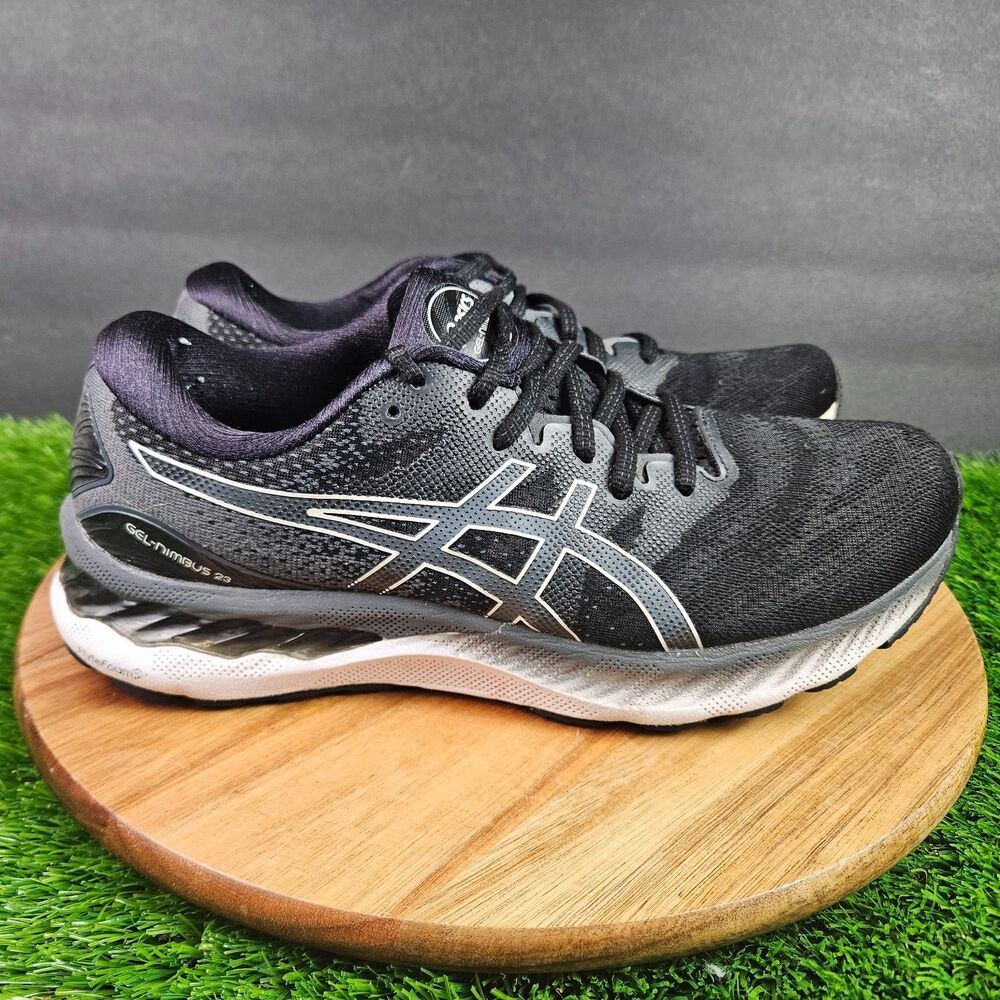 ASICS GEL-Nimbus 23 Shoes Mens Size 8.5 Black White Running Cushioned Sneakers